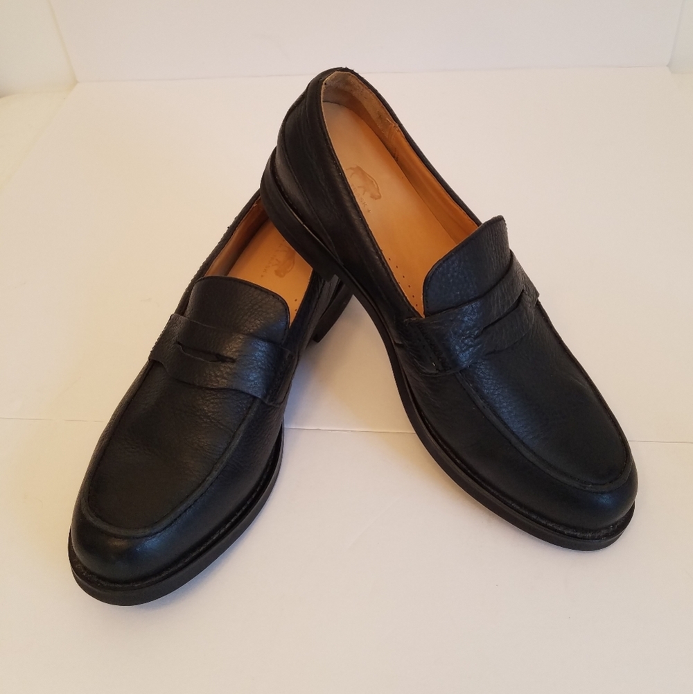 *H.S.* Trask Men's Handsewn Bison Black Leather Penny Loafers Size 13W V…